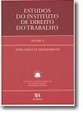 Capa do livro «Estudos do Instituto de Direito do Trabalho, Vol. II», com um fundo vermelho, texto branco e o logótipo da editora na parte inferior.